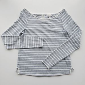 ANTHROPOLOGIE POSTMARK Gray & White Stripe Top M